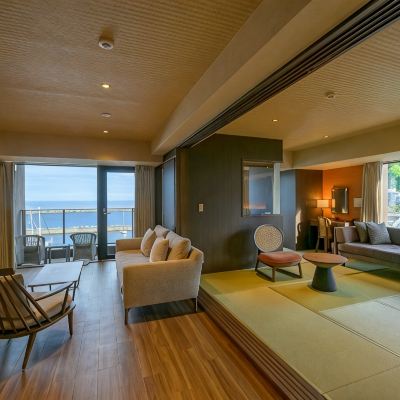 プレミアム和洋式オーシャンビュールーム(浴室)(本館)(高層階) 熱海温泉 料理旅館 渚館 クーポン