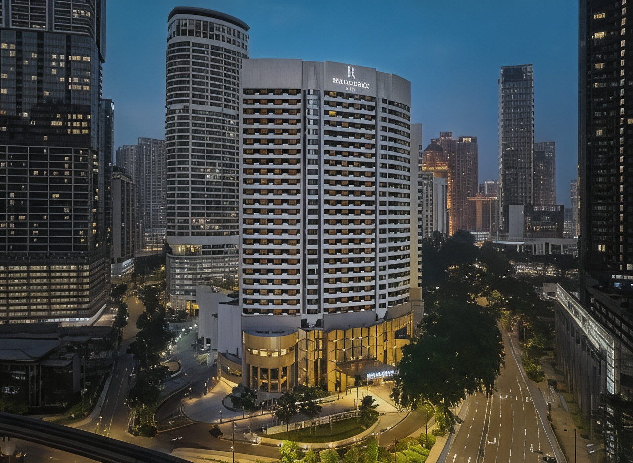Renaissance Hotel Kuala Lumpur豪华大型客房，一张特大床