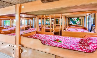 a room with multiple bunk beds arranged in a row , providing accommodation for multiple people at Beachcomber Island Resort