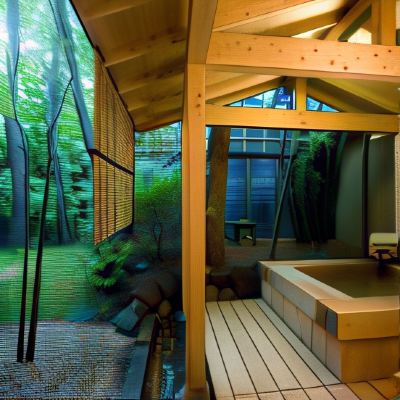 1st Floor[Open-Air Bath + Indoor Bath] (12 Tatami Mats + 8 Tatami Mats) Wide Veranda with Miniature Garden[Japanese Room][Non-Smoking]