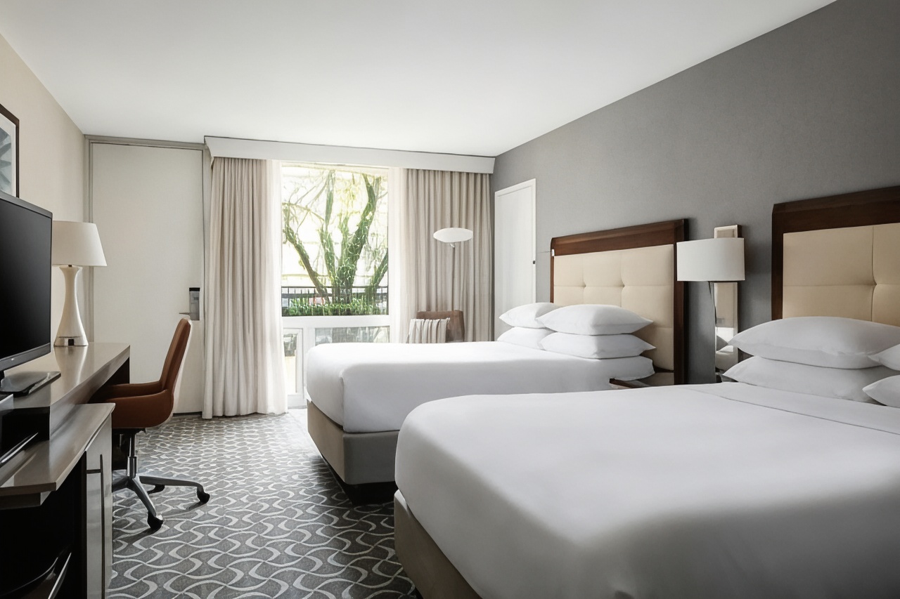 庭院通道，客房，两张双人床，西塔楼