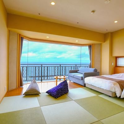 【禁煙】スーペリア和ベッドツイン3名定員内風呂あり(オーシャンビュー) 夕映えの宿 汐美荘 クーポン