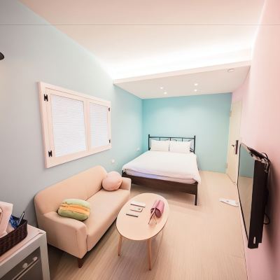 粉紅馬卡龍雙人房 荷本優惠