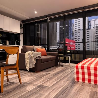 One Bedroom Apartment With Balcony Aura on Flinders Serviced Apartments Promo Code