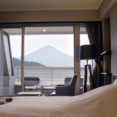 Upper Floor Mount Fuji and Lake View Twin Room with Balcony-Non-Smoking
