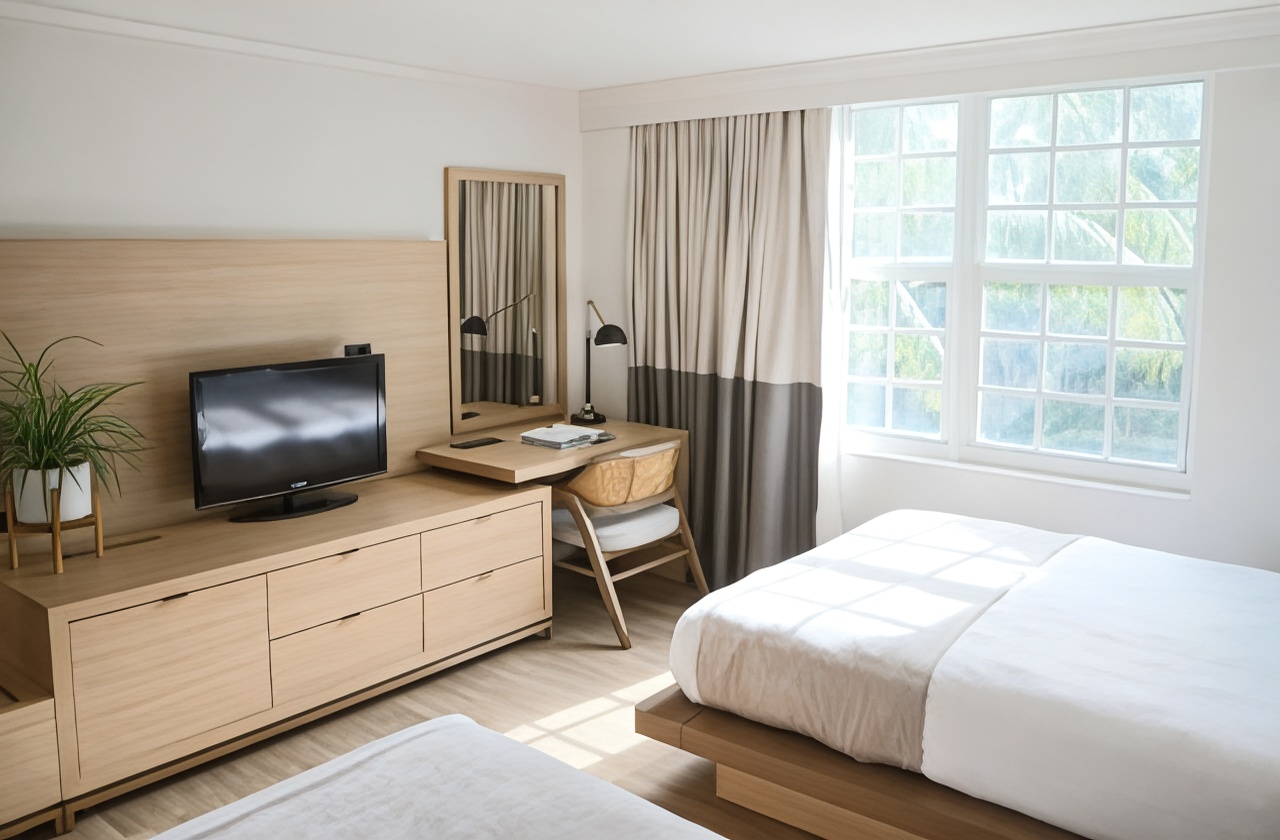 高级房，转角阳台带2张大床，城市景观