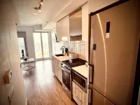 Stylish Luxe Apartment one bedroom with couch.
