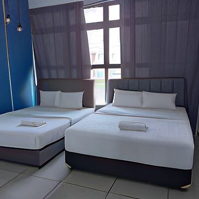 Suite Satu Bilik Tidur dengan 2 katil bersaiz queen Kupon Atlantis Residence Melaka @ Icon Stay