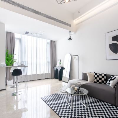 棋盤格複式投影大床房-人氣精選 美優生活·特色公寓（富華里店）優惠