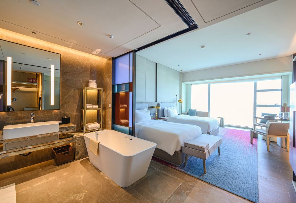 商务海景双床房（180度全落地窗看海景日出）