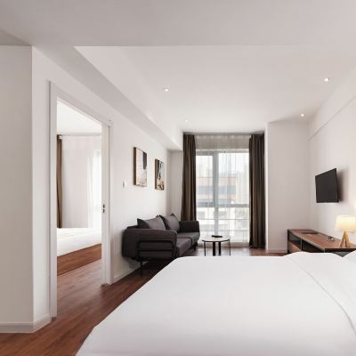 家庭雙床房（雙床獨立門+一室一廳） OVU國際服務公寓飯店（合肥濱湖會展中心中央公園店）優惠