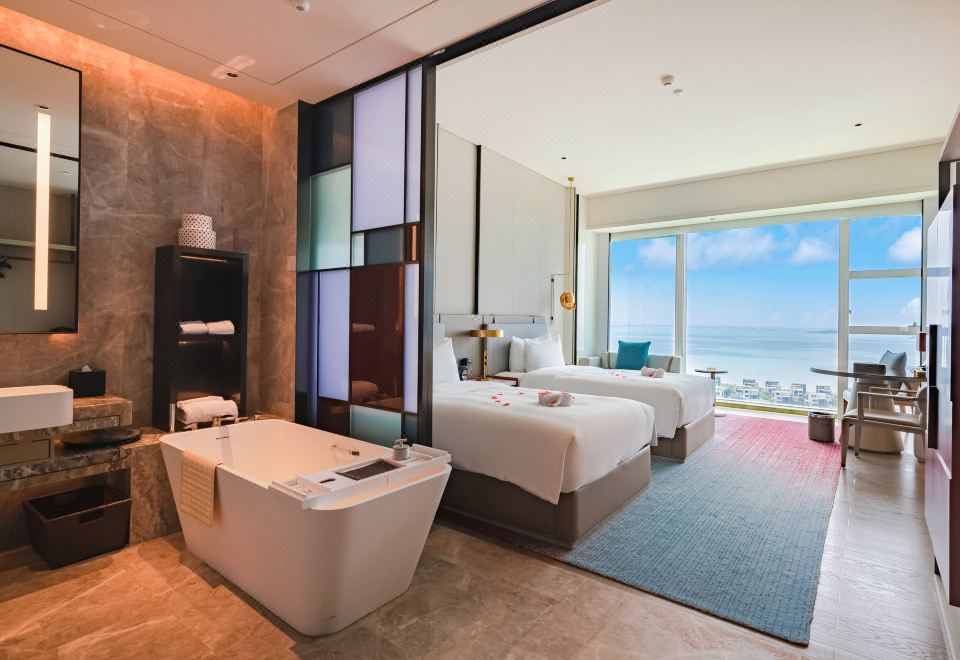 行政海景双床房（180度全落地窗看海景日出）