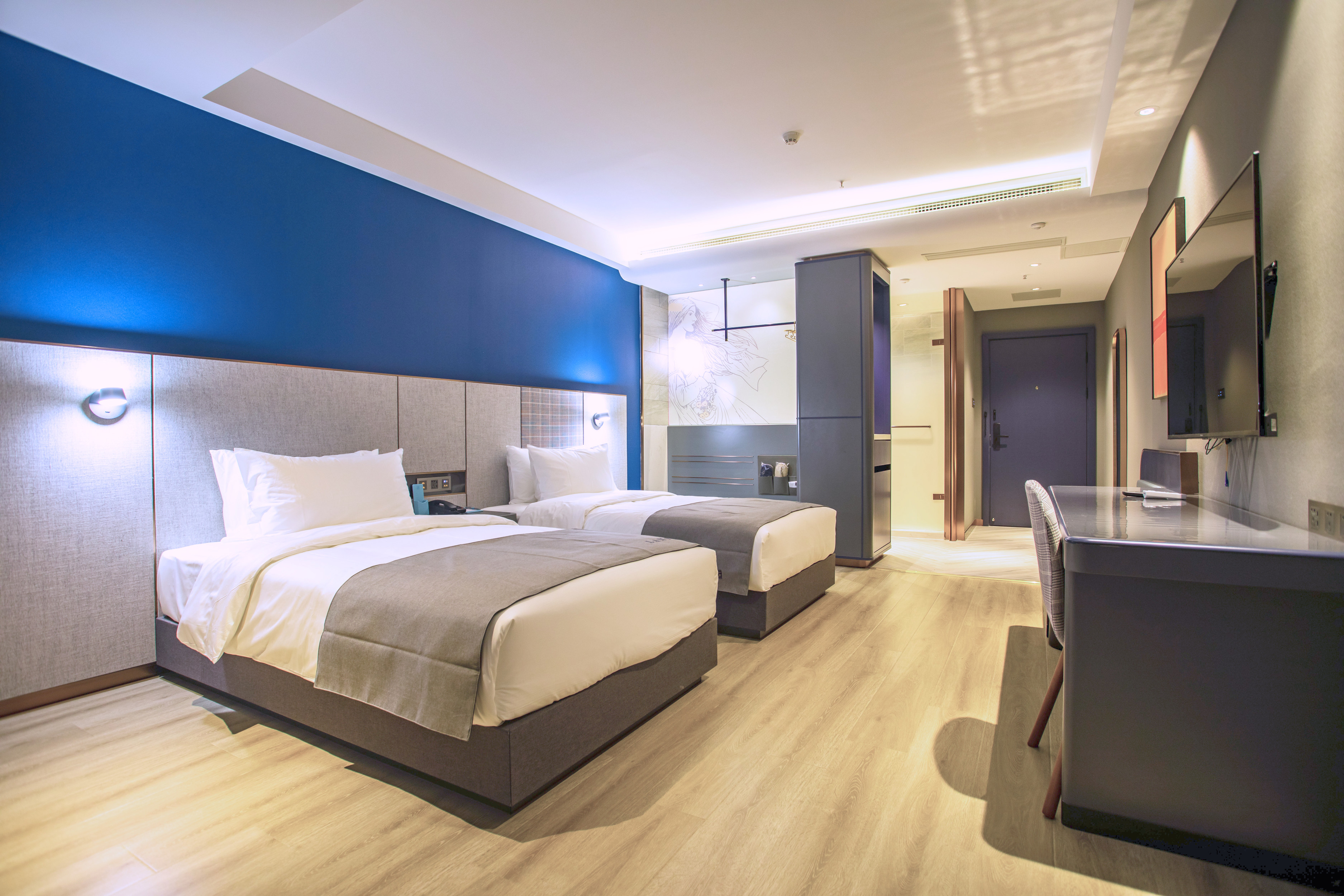 兰逸经典双床房- 全屋智能语音控制+金可儿床垫