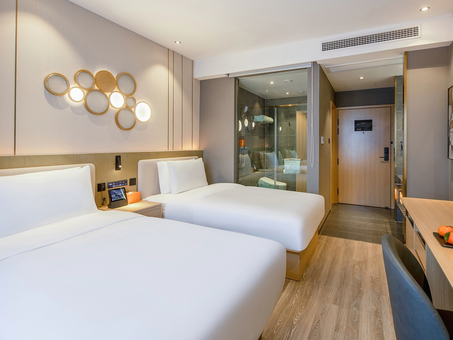 月若流金双床房（电视投屏+小冰箱+恒温马桶）