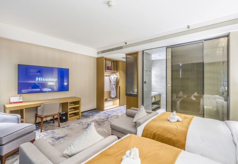 豪華雙床房（應天門城景+80支貢緞床品+金可兒床墊）