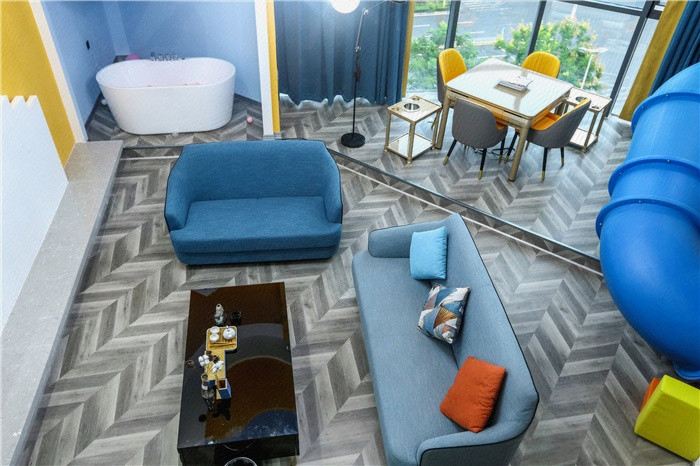 自由夢·Loft藍調滑梯大套房【洗衣機+小廚房+冰箱】