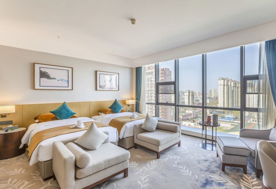 豪華雙床房（應天門城景+80支貢緞床品+金可兒床墊）