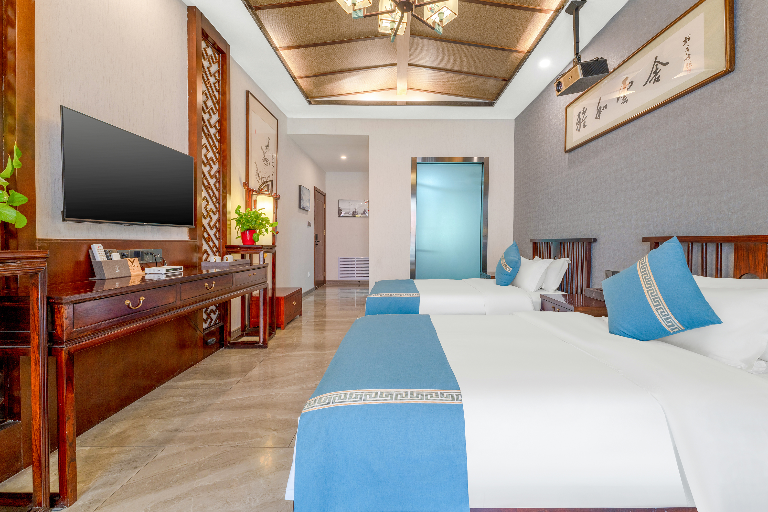 观景中式标间（席梦思乳胶床垫+蚕丝被芯+亲肤布草）