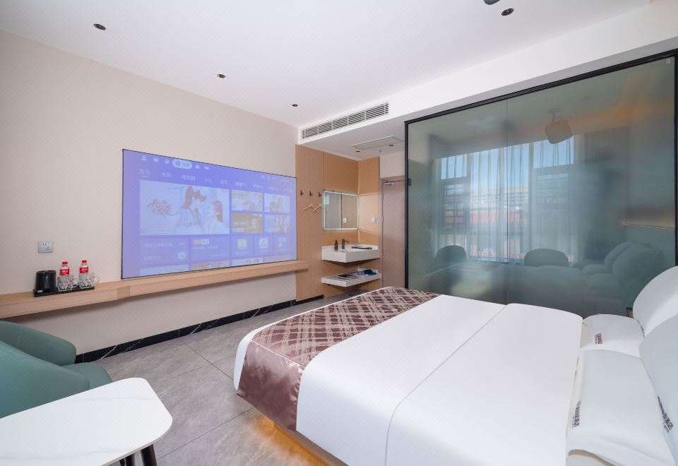 Wonderful Double Bed Room With Smart Projector
