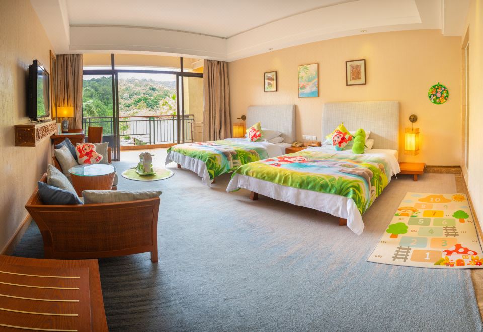 鲤跃龙门森景亲子双床房-AI智能桌游-地投游戏