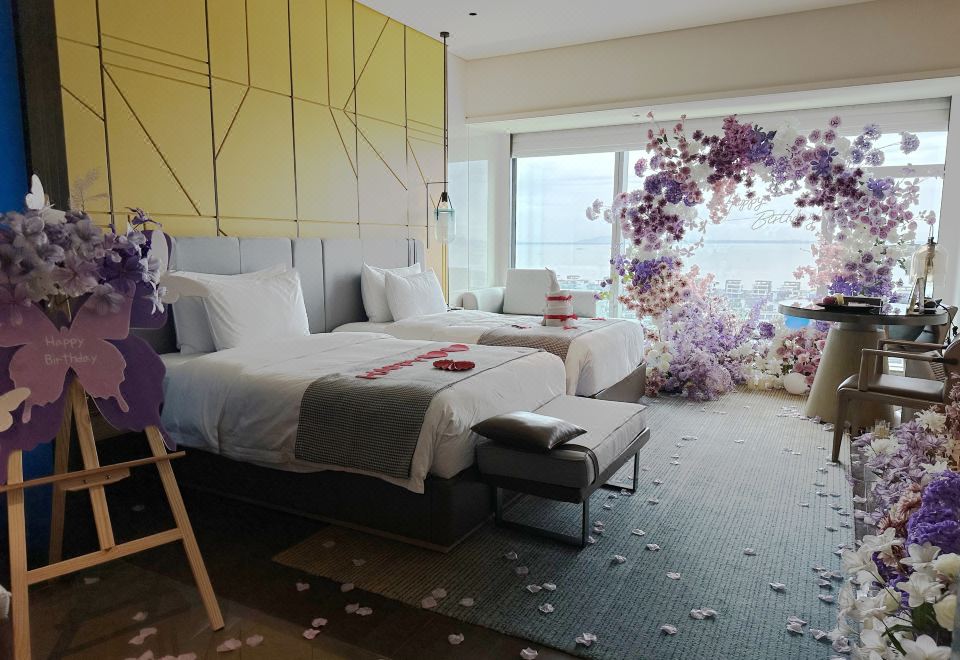 莫奈花海海景主题双床房