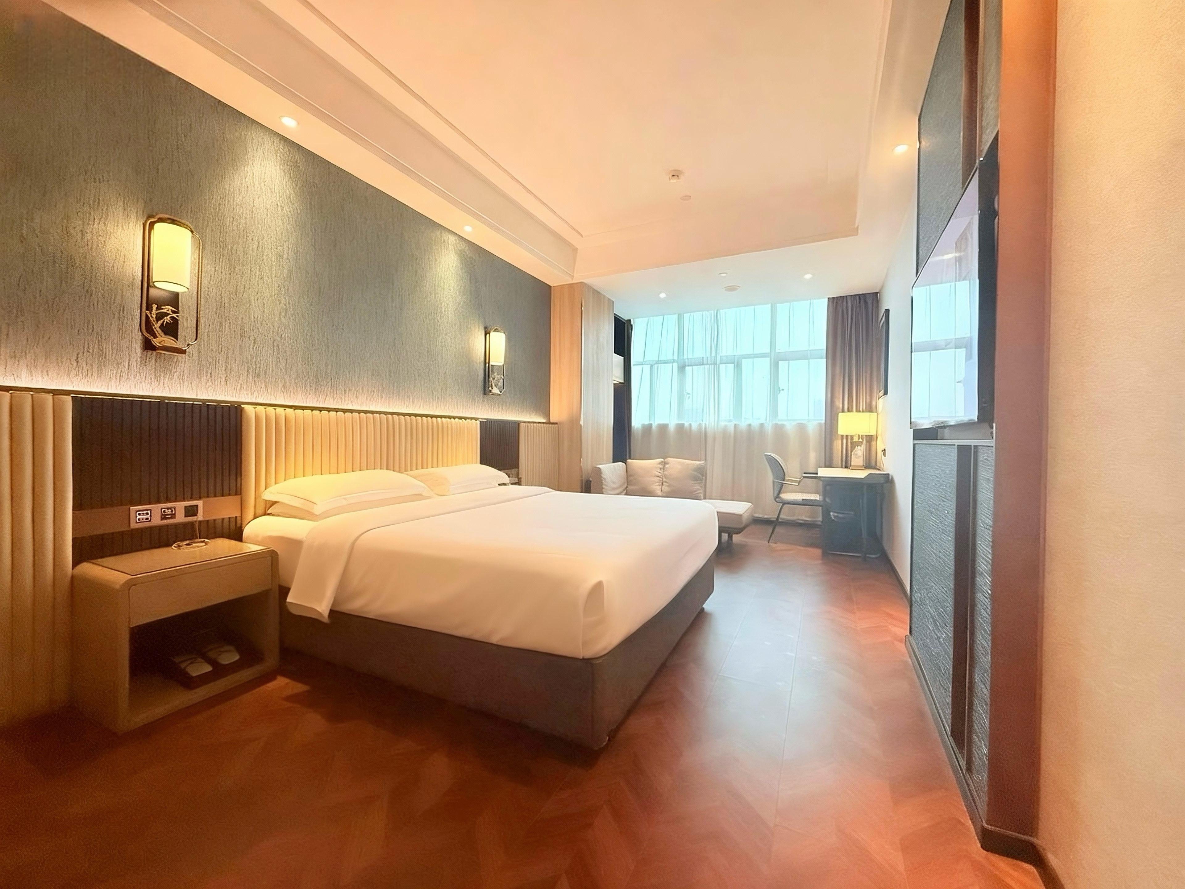 精致商务房（智能马桶-小冰箱-裸棉寝具-城市景观）