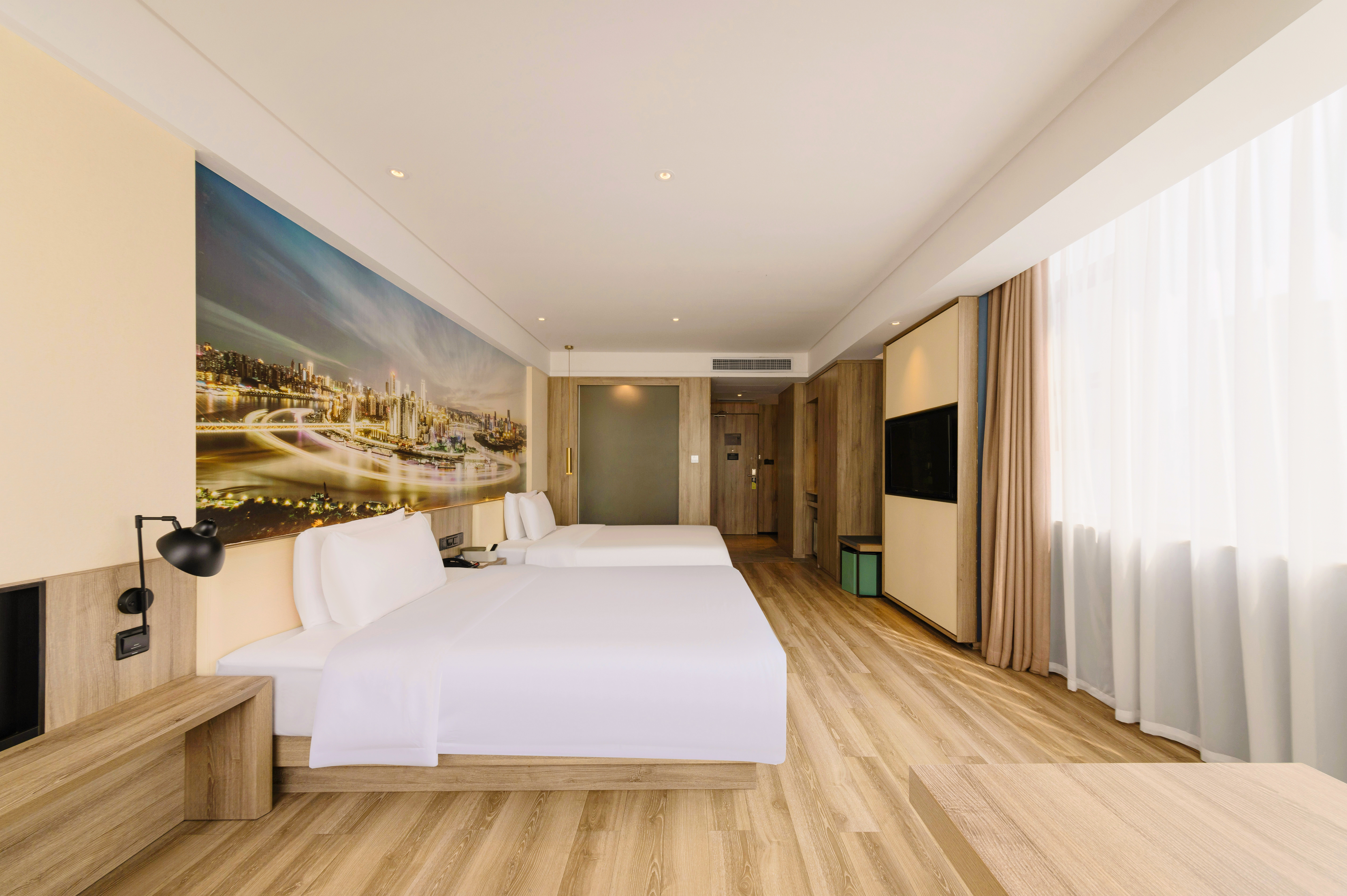 几木景观双床房（深睡PRO枕+LaiFen吹风+小冰箱+浴袍）