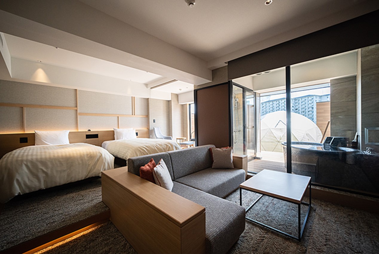 带露天浴池的高级双床房 禁烟