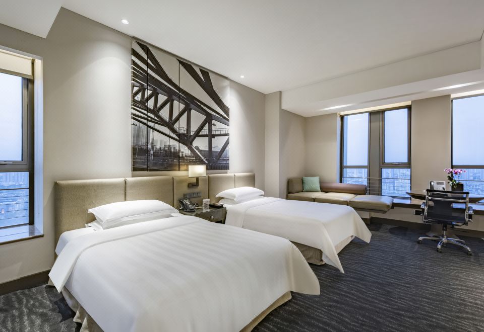 行政城市景观双床房丨俯瞰天津衞丨舒适观景贵妃榻