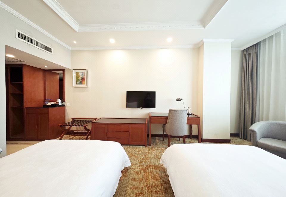 高级城景双床房 『高层俯瞰城景?静谧休闲办公』