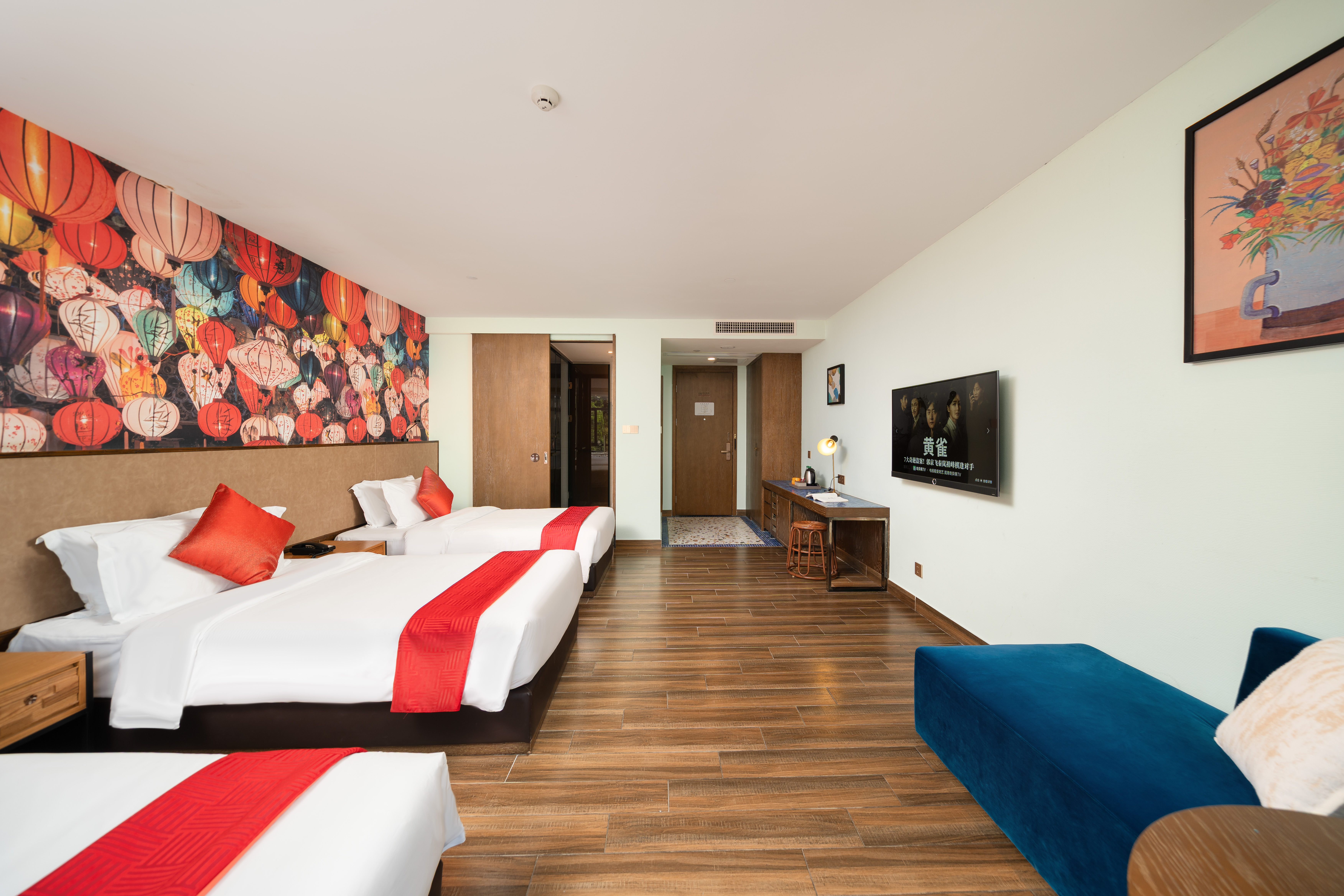 Overseas Chinese Town Nanyang Inn (Gankeng Ancient Town Shop)Langqiao · Joyful Movable Triple Room (Sofa + Board Games + Party Space + Hakka Affection)