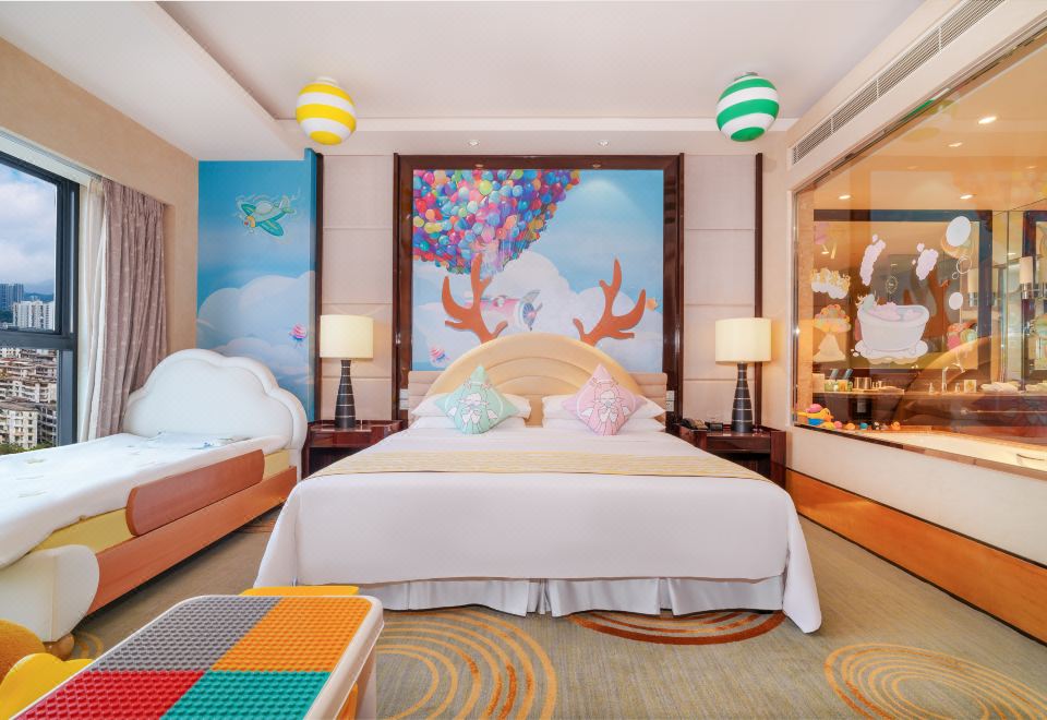 糖果飞屋亲子家庭大床房（俏皮鱼嘴丨浴缸丨云朵小床）