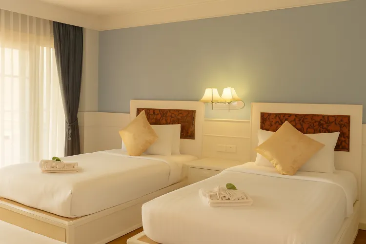 ห้องดีลักซ์ เตียงแฝด พร้อมระเบียง