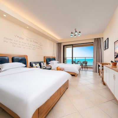 樓王一線海景雙床房+功夫茶具 惠東雙月灣閲海全海景美宿優惠