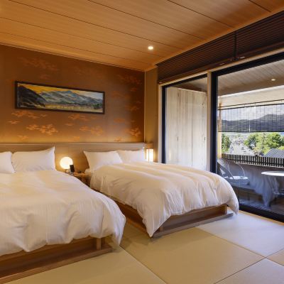 【秀山閣】半露天風呂付客室（愛宕の間） 京都　嵐山温泉　渡月亭 クーポン