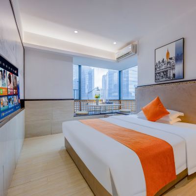城景飄窗房（城市景觀+飄窗廣角夜景） 廣州天美酒店公寓（廣州太古滙石牌橋地鐵站店）優惠