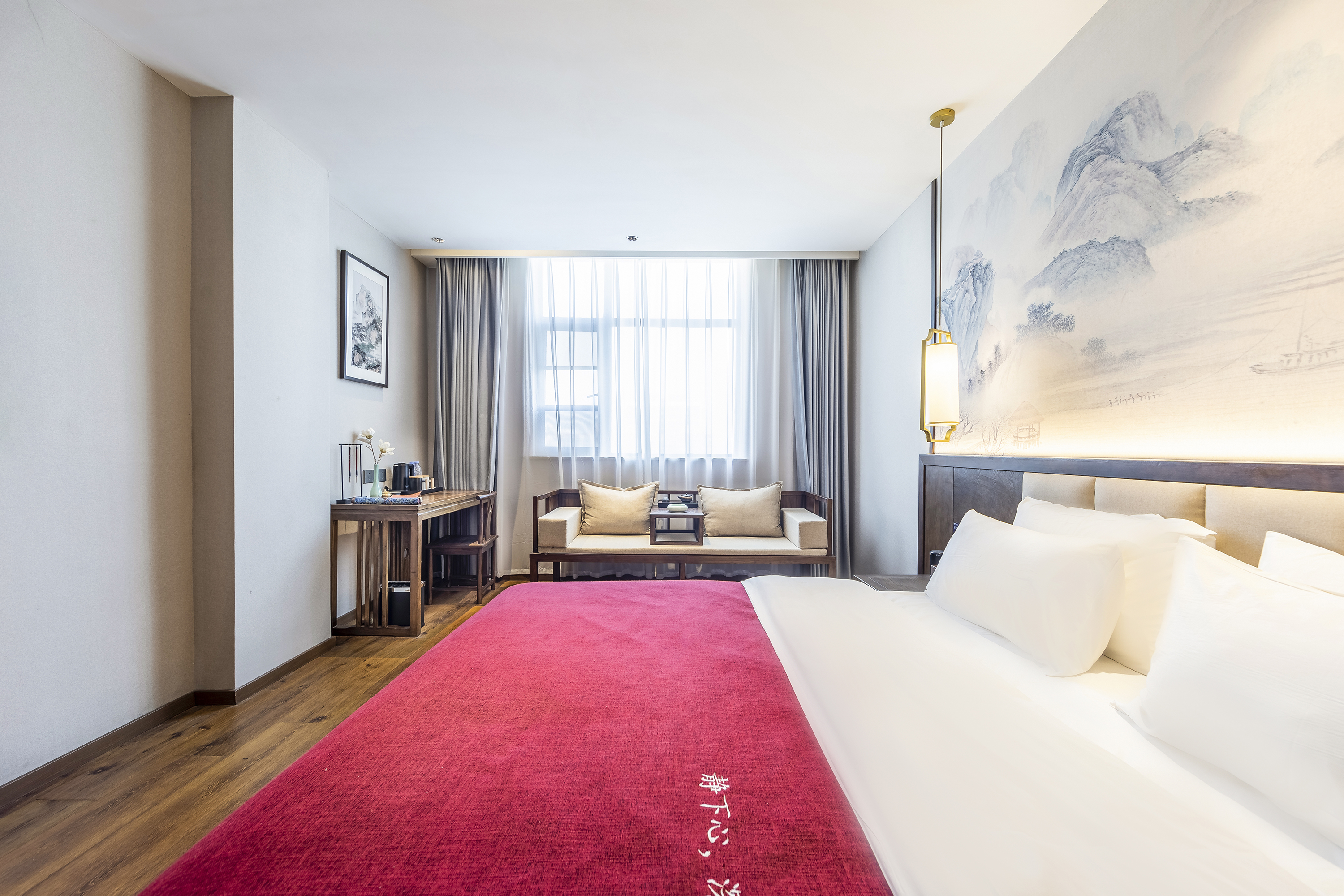 竹溪大床房（中式风格+语音智控+零压床垫+乾湿分离）