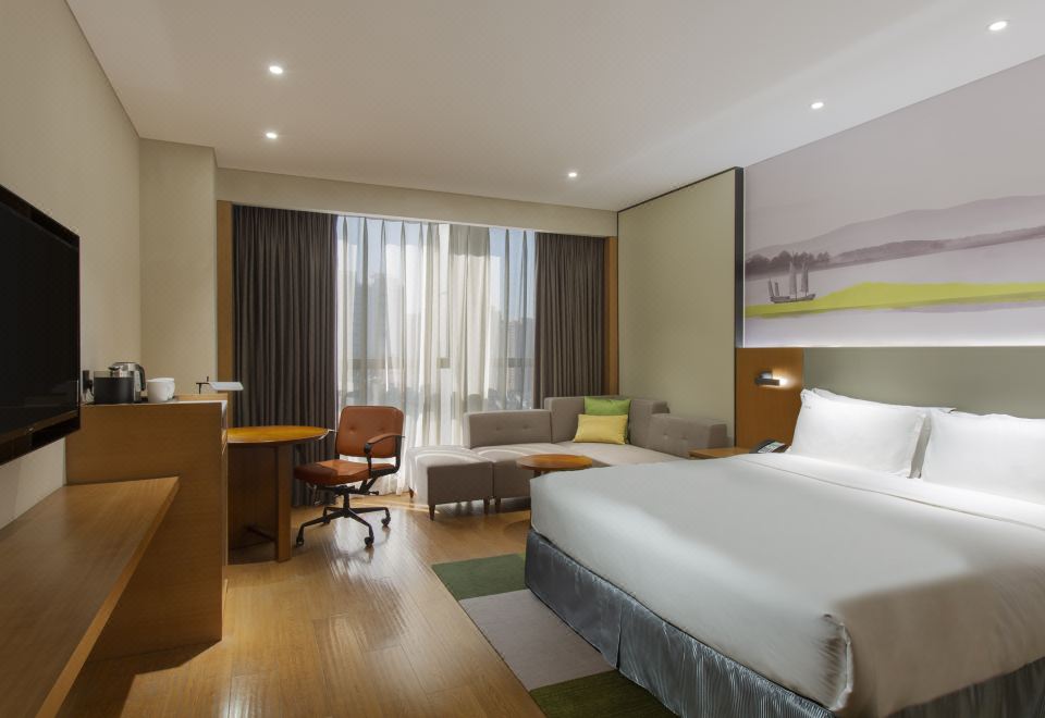 高级大床房 | 津沽CBD夜景 | 超大衞生间，双洗手盆