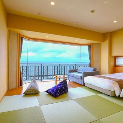 【禁煙】スーペリア和ベッドツイン3名定員内風呂あり(オーシャンビュー) 夕映えの宿 汐美荘 クーポン