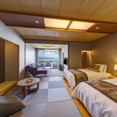 「びわの風」TV付露天風呂ツインベッドタイプ おごと温泉 びわこ緑水亭ホテル クーポン