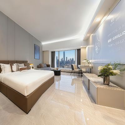 Dream Chaser｜城景大床房「巨幕•180°SKY城景•洗衣機」 翰文國際公寓（廣州珠江新城中山眼科中心店）優惠