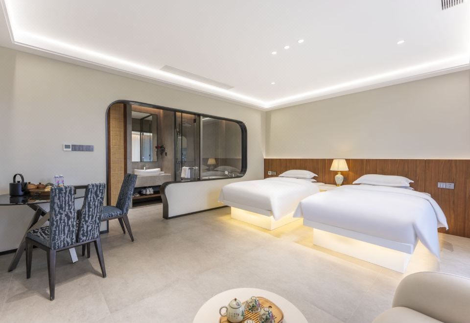 Yicao Garden Courtyard Bathtub Twin Room (Independent Courtyard + Smart Home + Tea Table Set + Multi-Person Sofa)