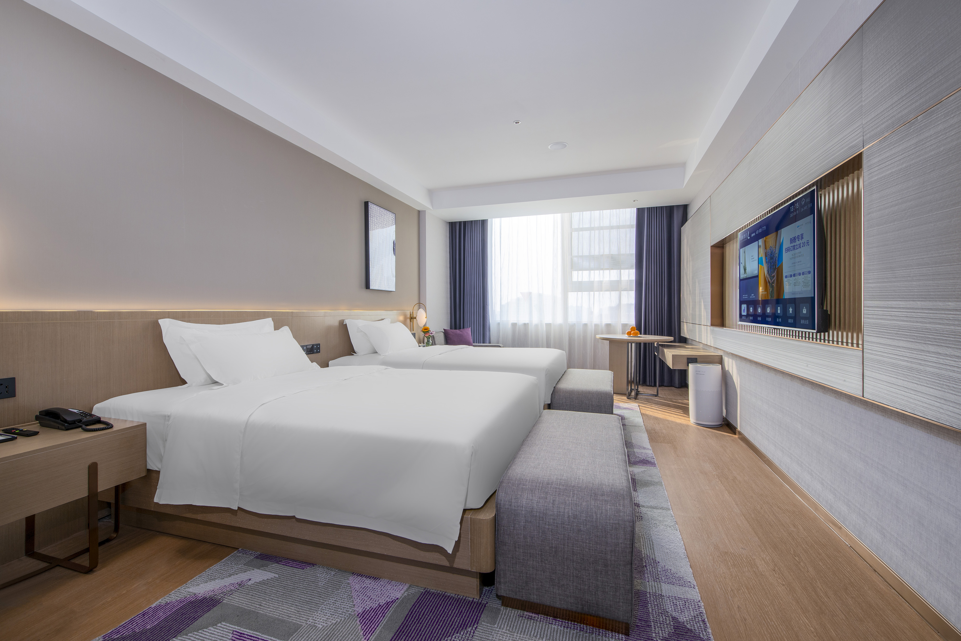 Lavande Hotel (Tianjin Zhongxin Ecological City Jijing Tiandi Branch)纯净双床房（慕思品牌床垫+小冰箱+电视投屏）