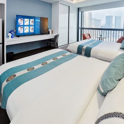 迪闊·悅享雙床房（洗衣機+冰箱） 珠海迪達國際公寓（橫琴口岸長隆店）優惠