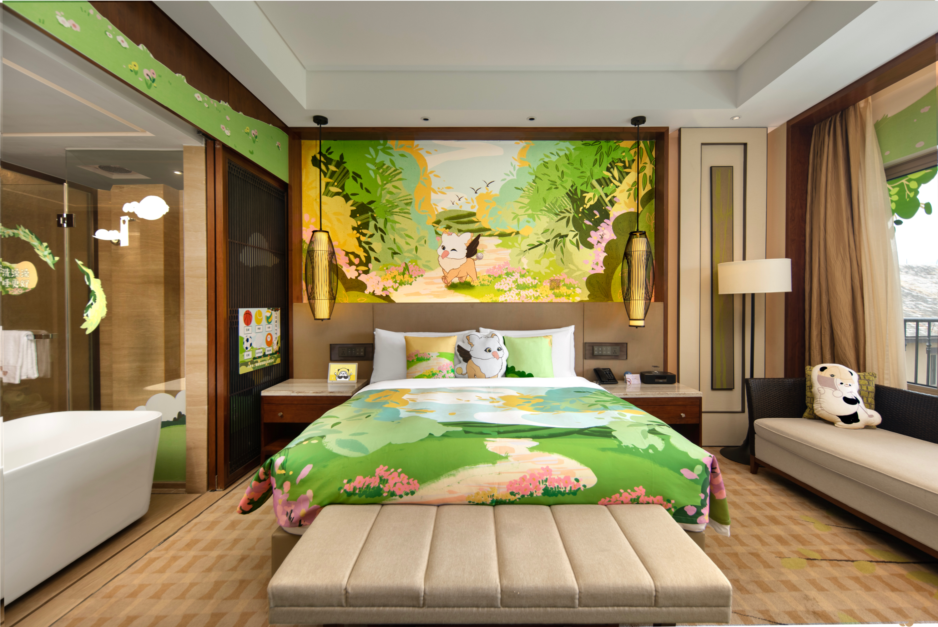 阳光运动亲子阳台大床房