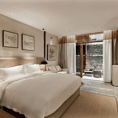 沐水泡池大床房（禪意小院+鵝絨床品+乳膠床墊） 成都錦投·古跡飯店（春熙路太古裡店）優惠