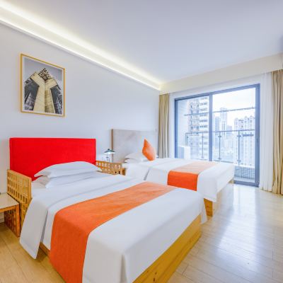 舒適雙床房（安靜舒適+明亮視野） 廣州天美酒店公寓（廣州太古滙石牌橋地鐵站店）優惠