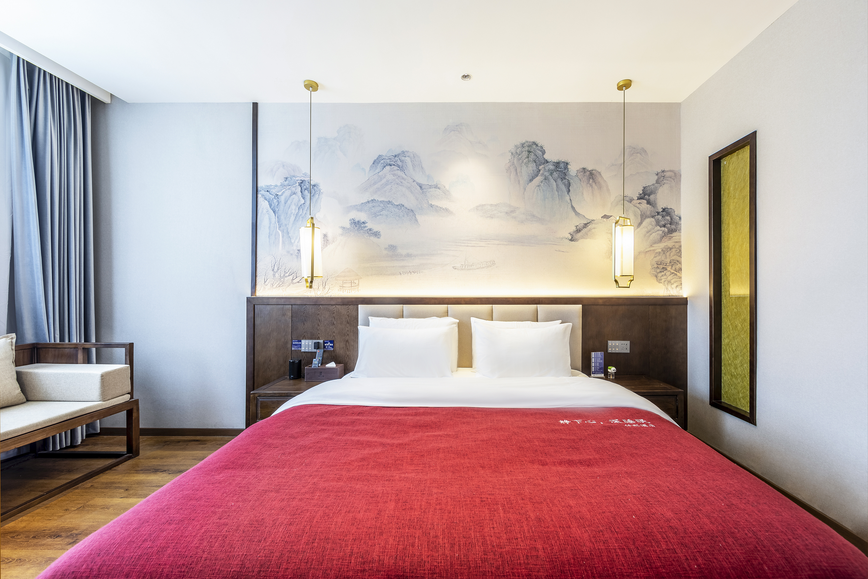 竹溪大床房（中式风格+语音智控+零压床垫+乾湿分离）