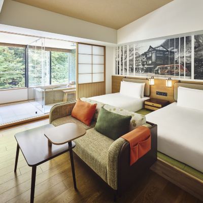 2 張單人床 標準間（帶私人溫泉） 箱根強羅英迪格飯店優惠