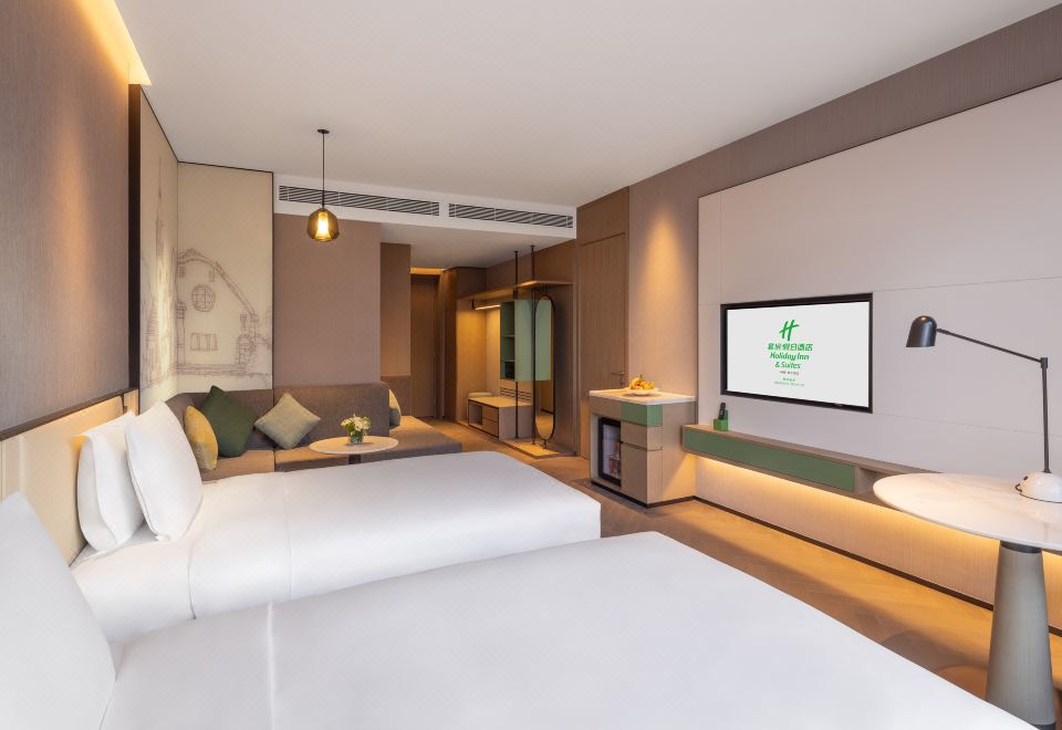 高级房双床城市景观